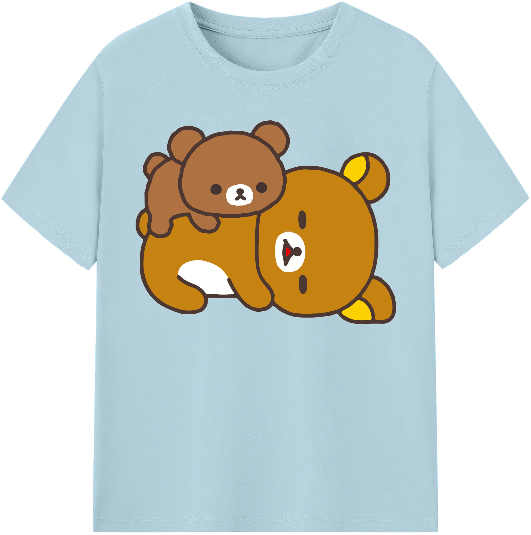 （画像用） リラックマ リラックマ キイロイトリ Rilakkuma Korilakkuma Kiiroitori 綿100％半袖Tシャツ（フロントプリント）